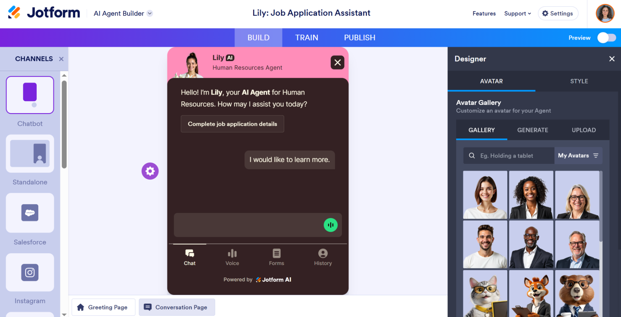 avatar for an AI agent