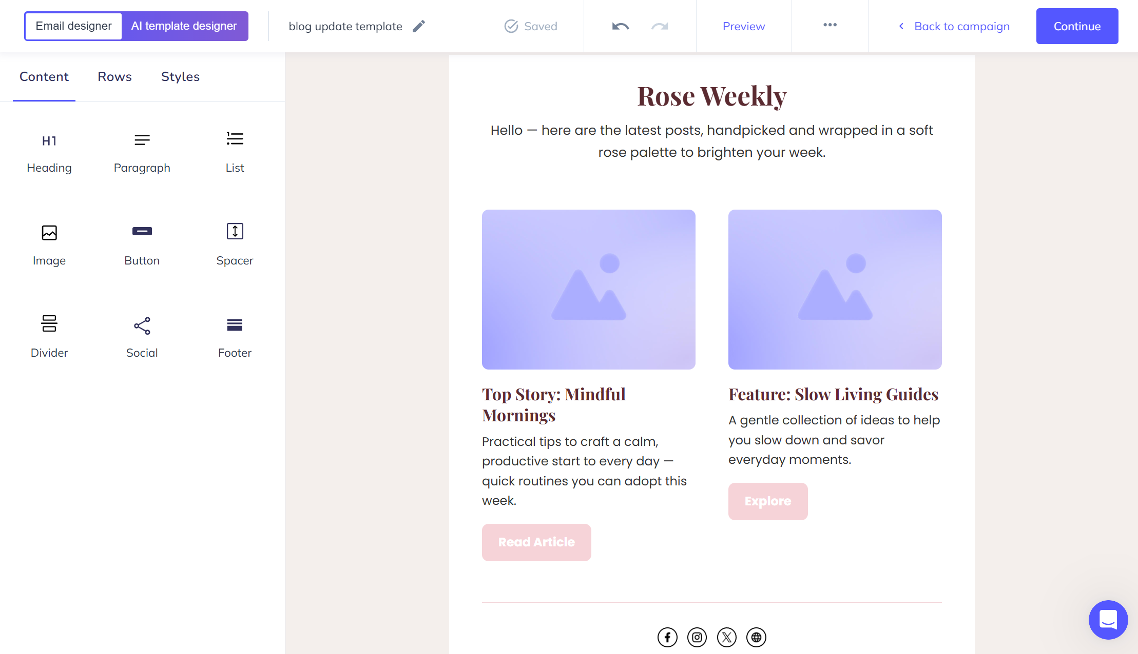 AI-generated email newsletter
