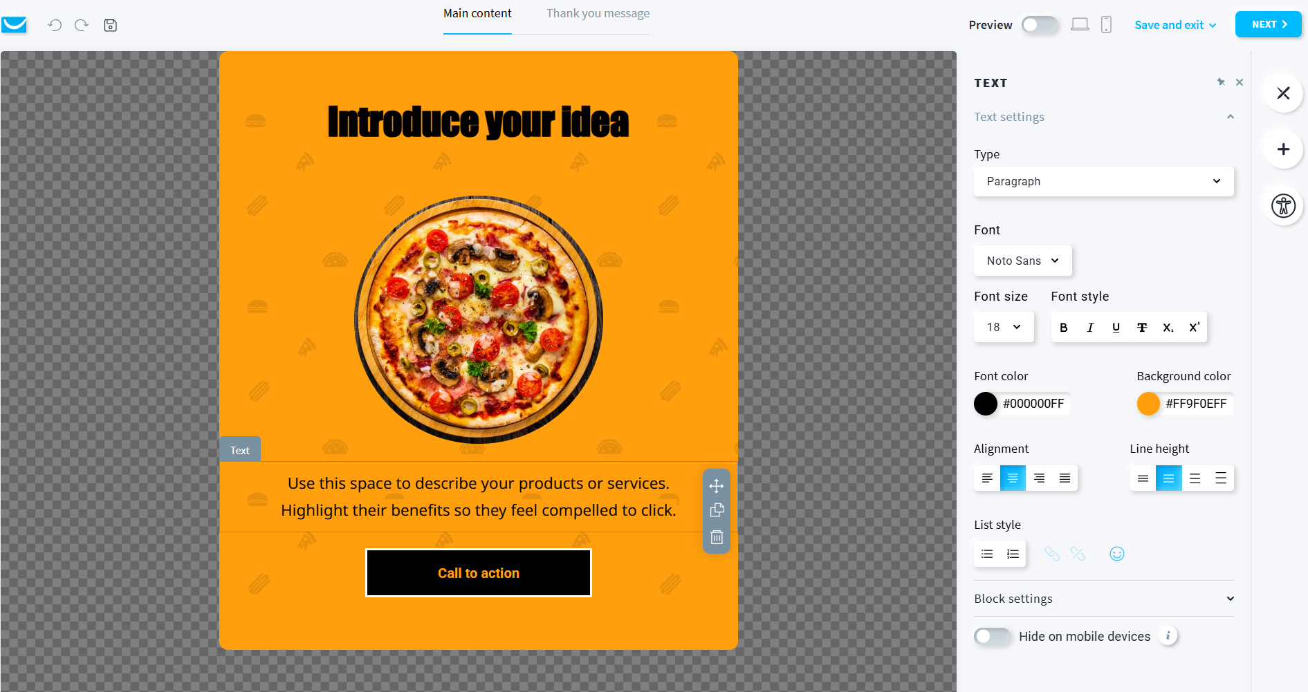 pop-up form in GetResponse