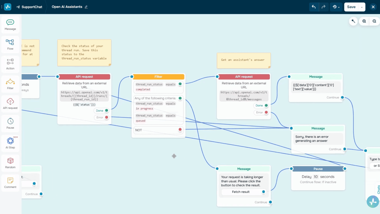 Flow Builder: API Request element with variables configured