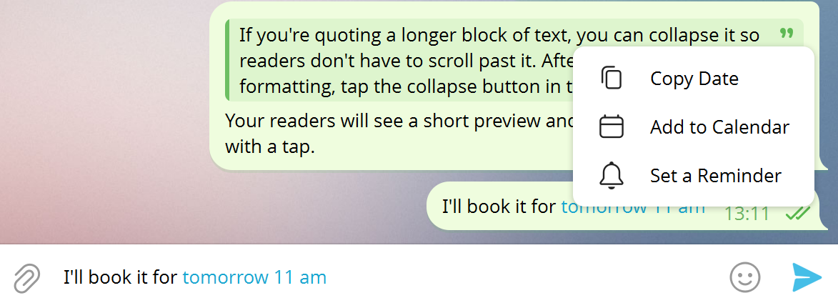 Date formatting telegram