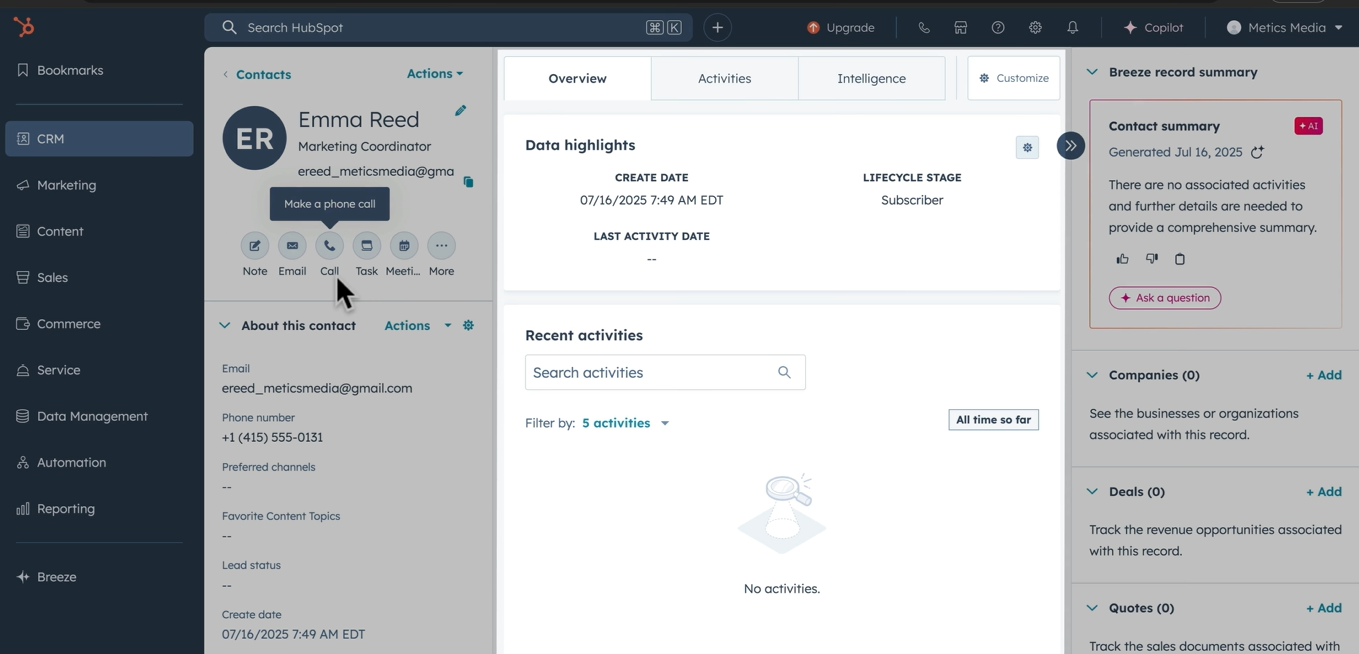 Ejemplos de CRM: Herramienta de HubSpot