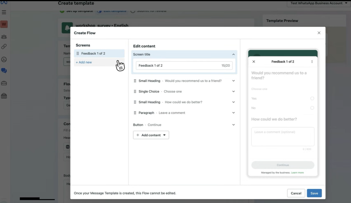 Interfaz de WhatsApp Flows 