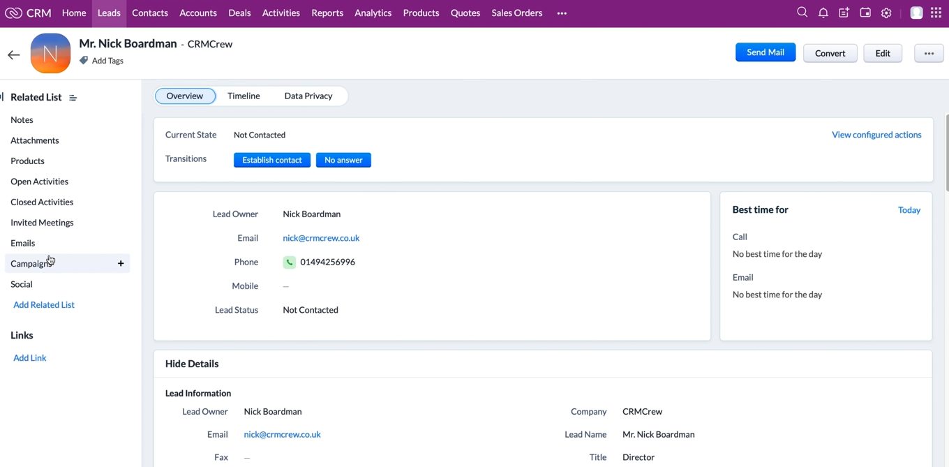 Herrmienta de CRM de Zoho
