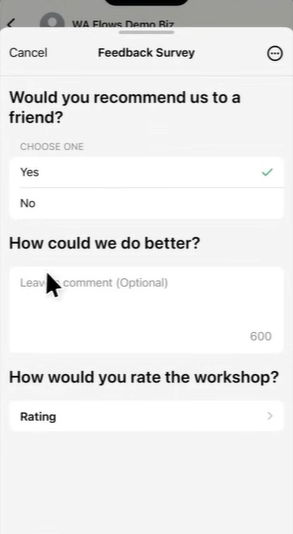 Formulario consruido con WhatsApp Flows