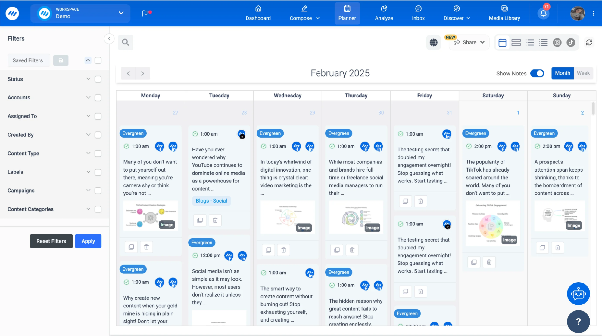 content calendar overview