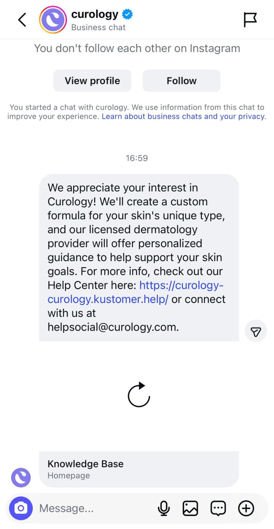 automated welcome message on Instagram