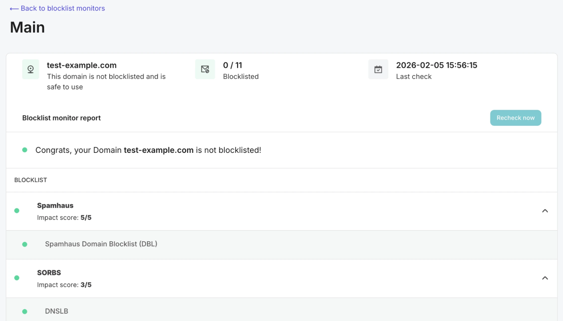Blocklist monitor report
