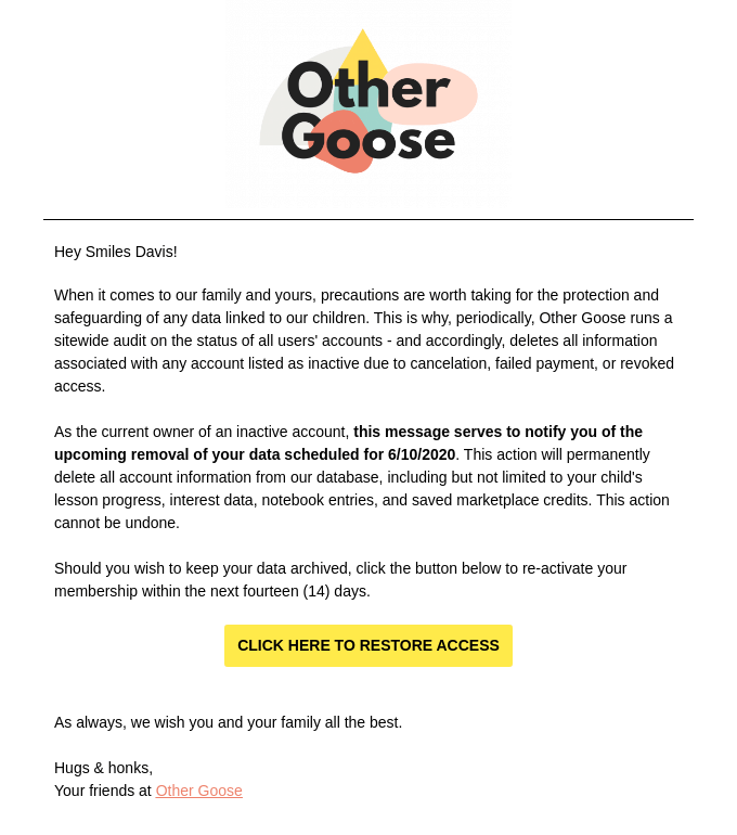 reactivation email example