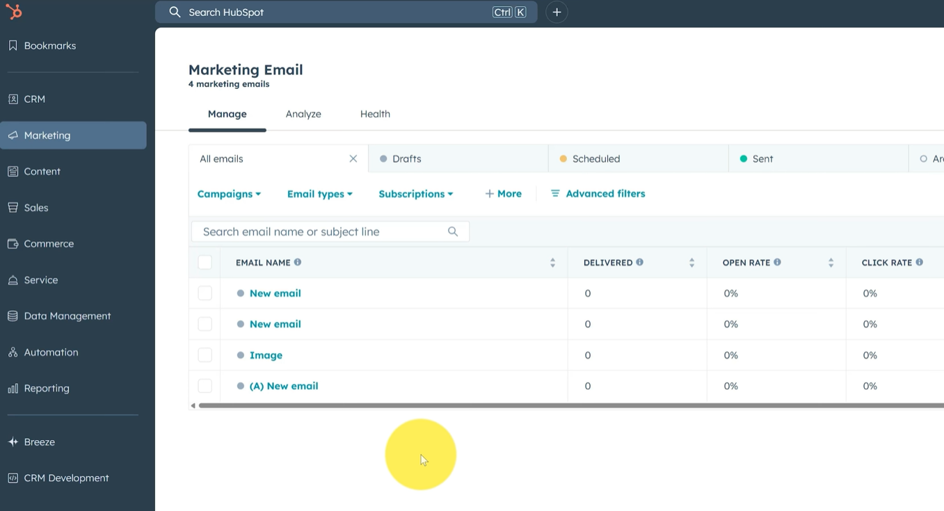 HubSpot permite segmentar audiencias