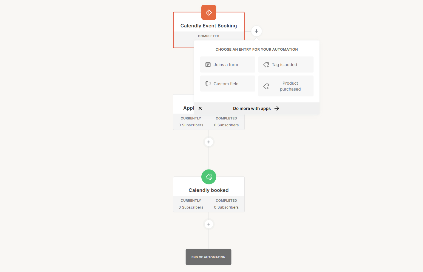 Calendly-triggered flow in Kit shows how external app integrations connect directly to the canvas