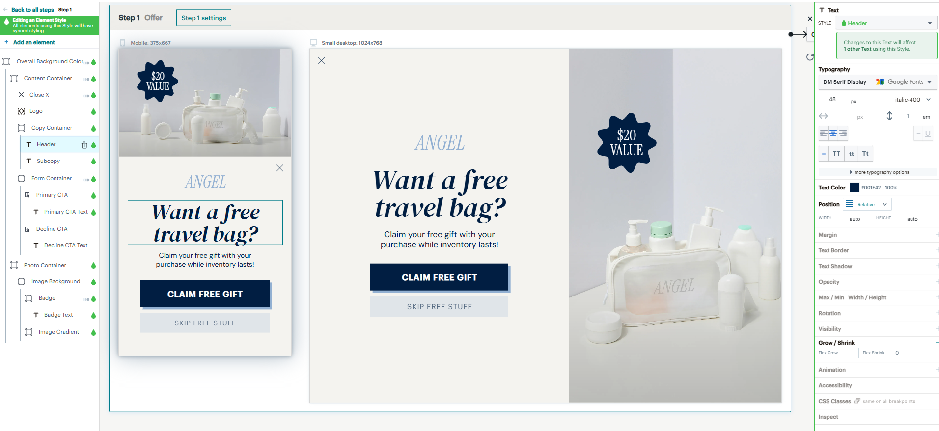 Mailchimp's multi-step pop-up builder