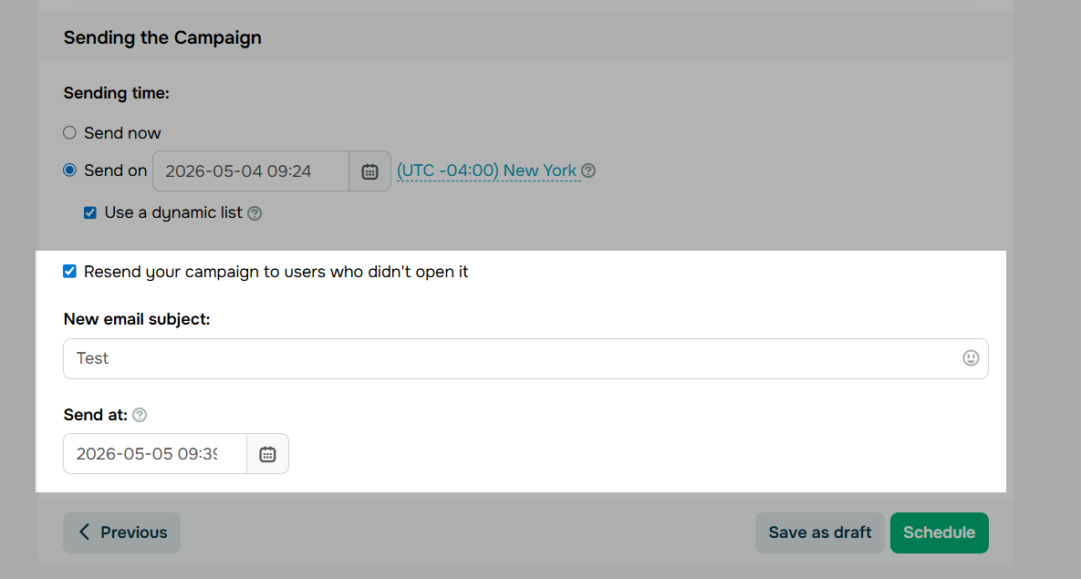 Enabling the resend-to-non-openers option