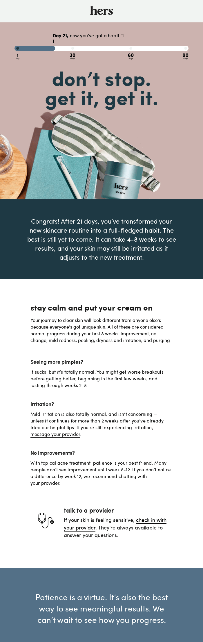 milestone email example