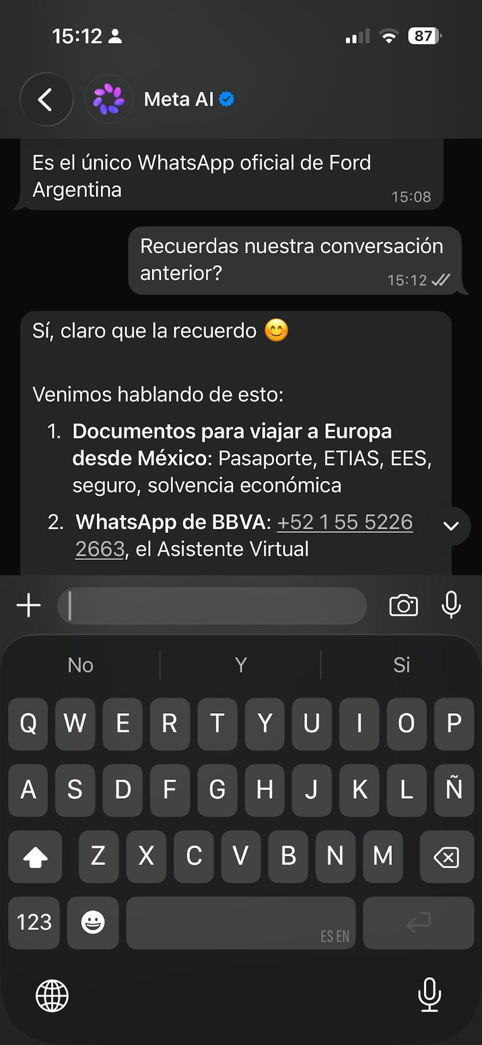 Flujo de conversación de Meta 