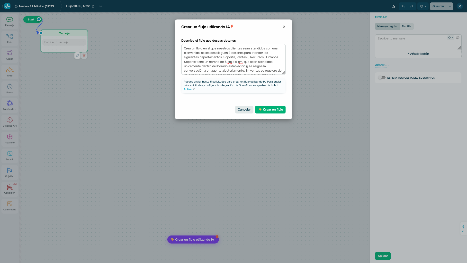 Prompt para crear un chatbot 