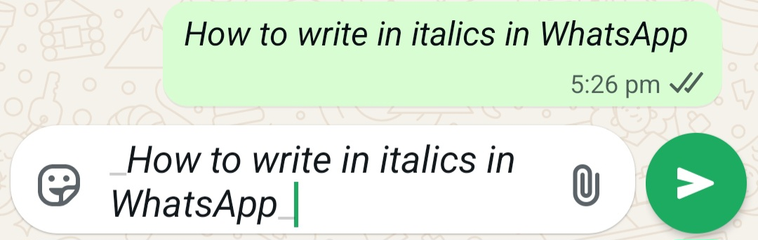 italics in WhatsApp