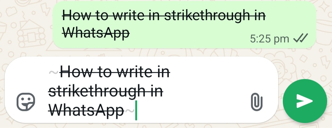 strikethrough text in WhatsApp