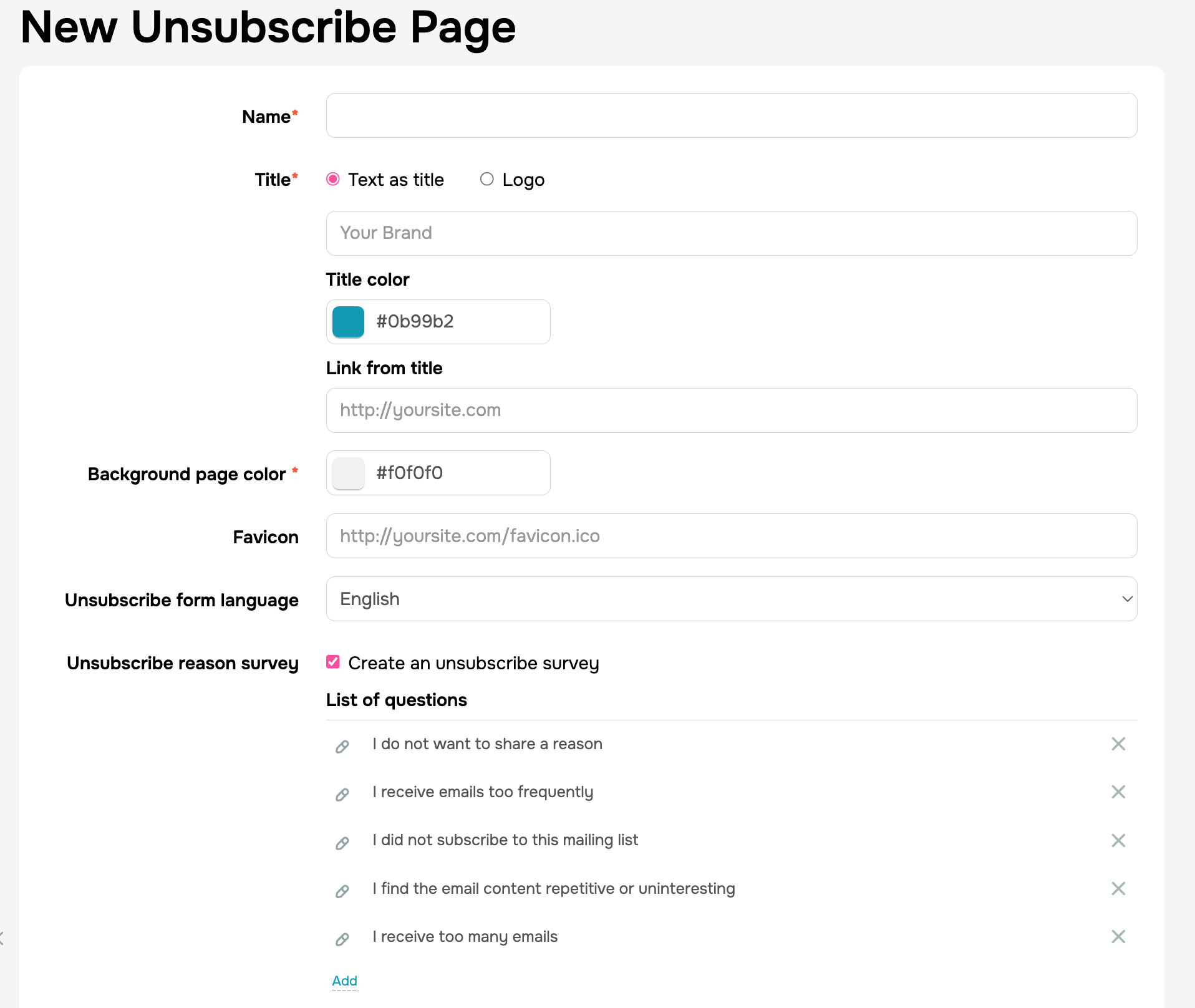 unsubscribe page in SendPulse