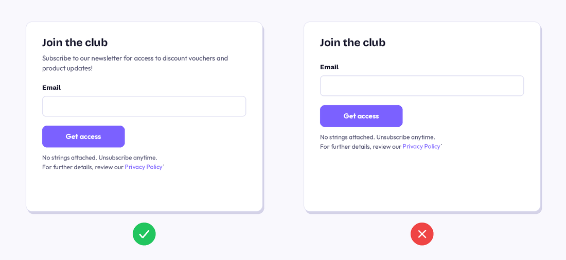 example of a GDPR-compliant, purpose-specific lead capture form