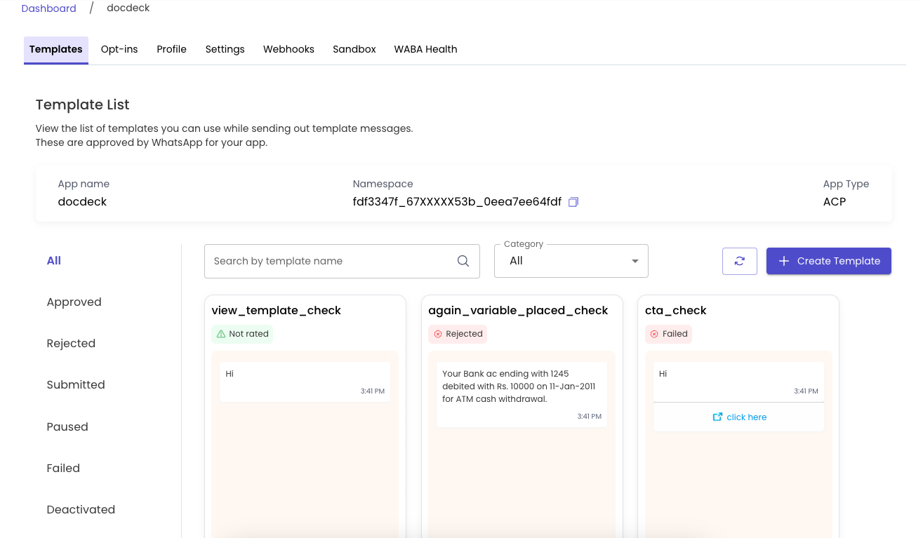 WhatsApp message templates in Gupshup