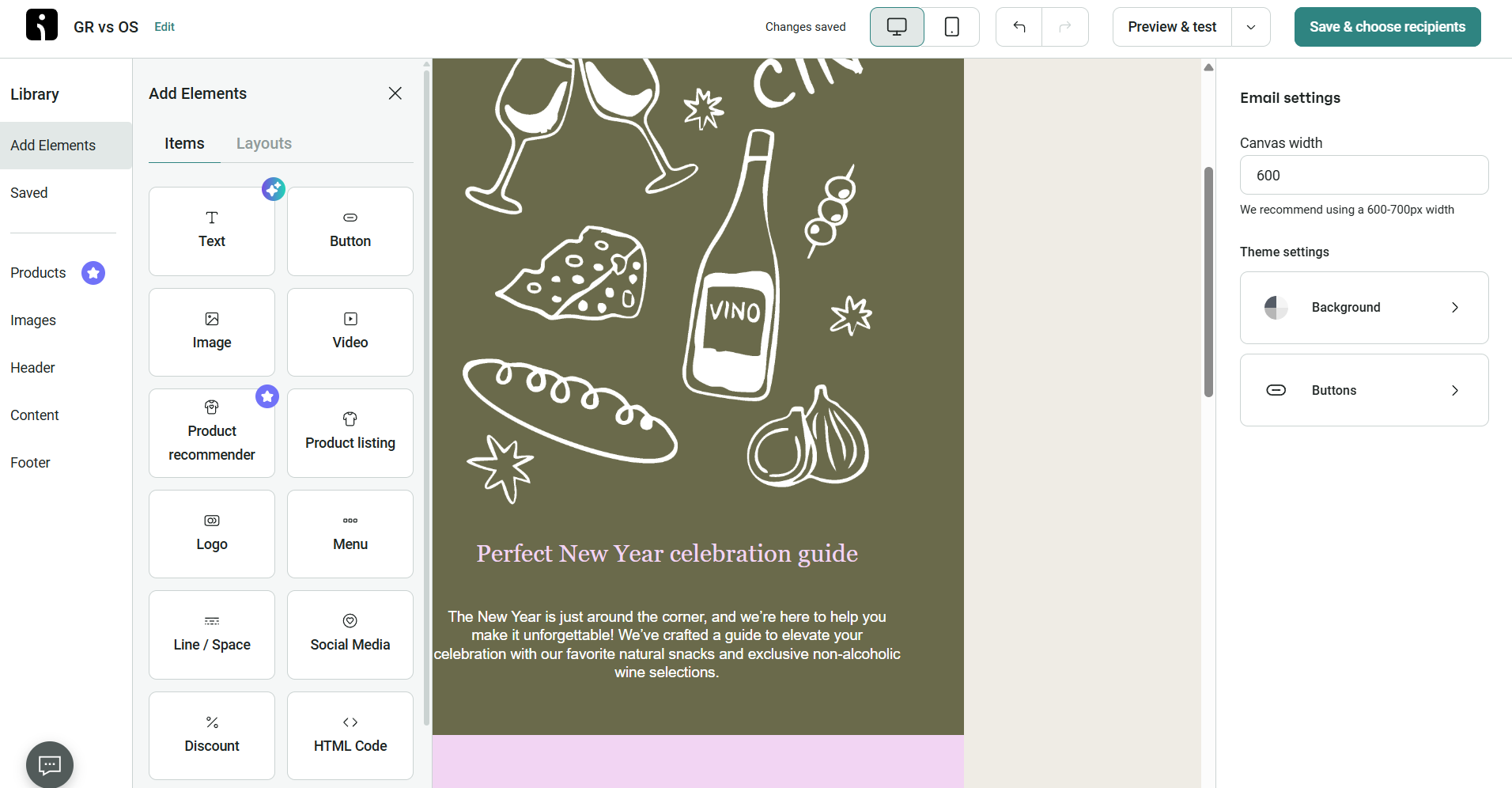 Omnisend email builder 
