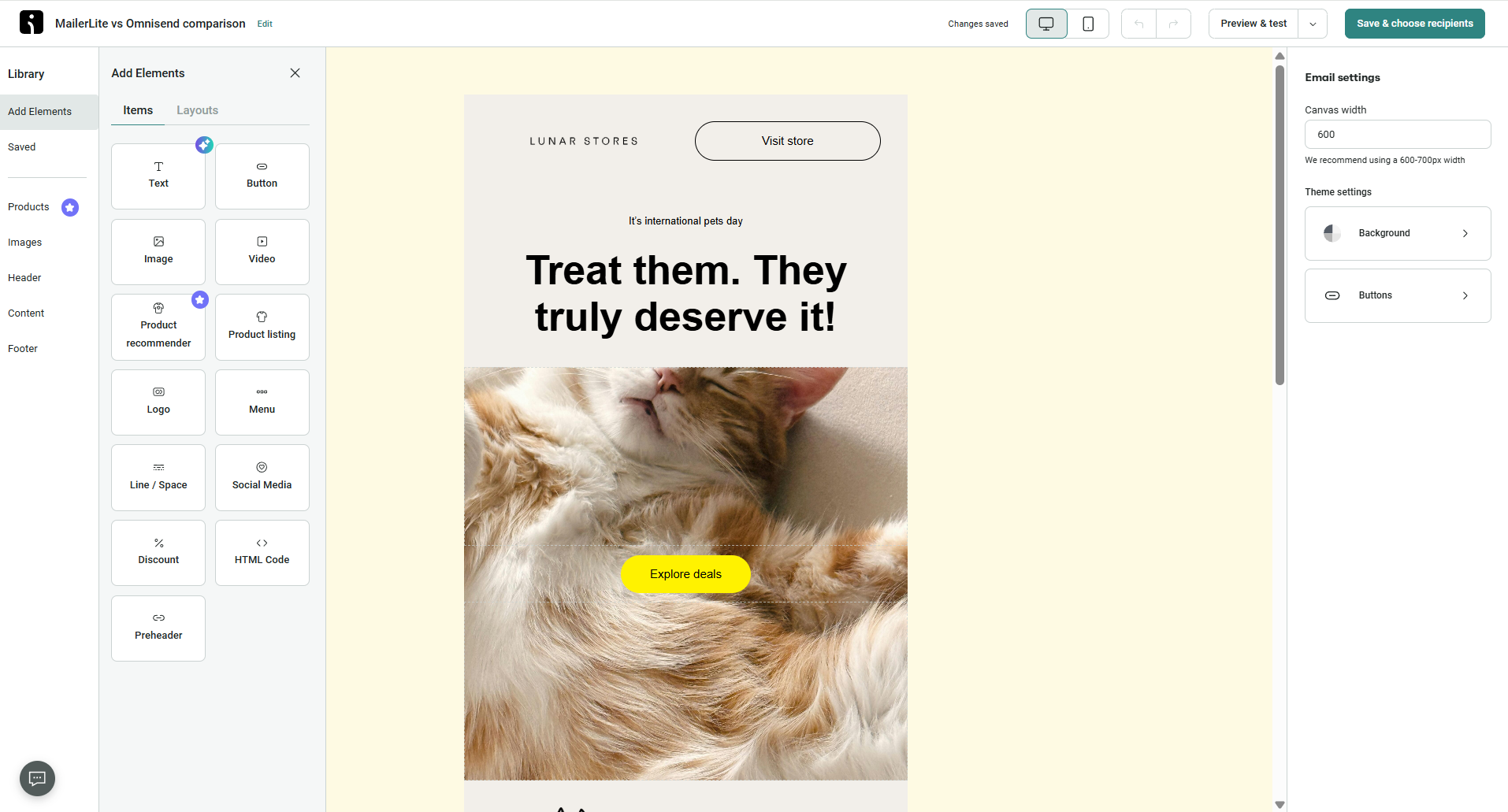 Omnisend email builder