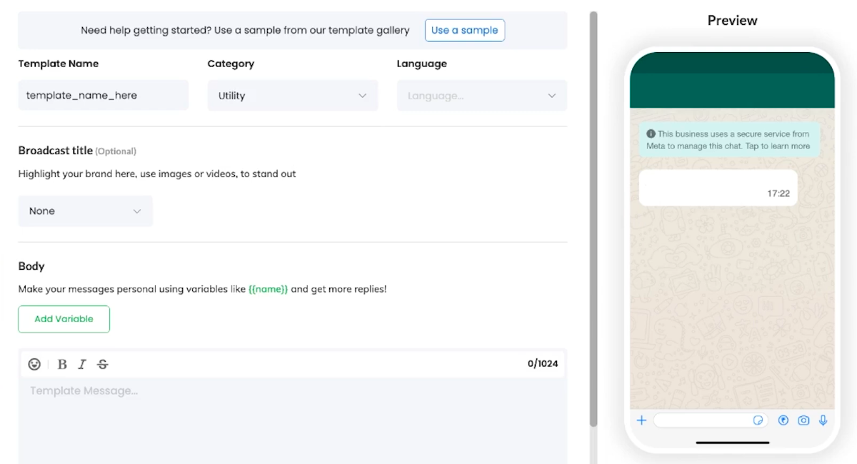 new WhatsApp template in Wati