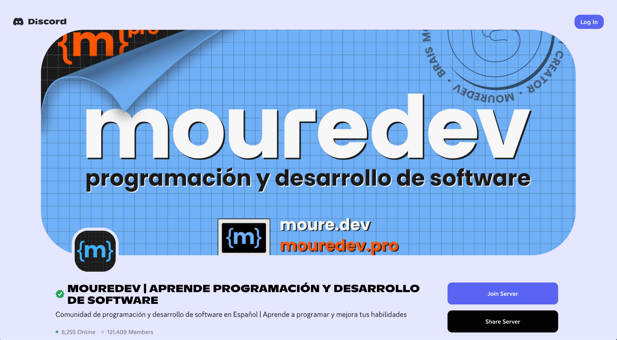 Sitio de discord de MoureDev con contenido para desarrolladores