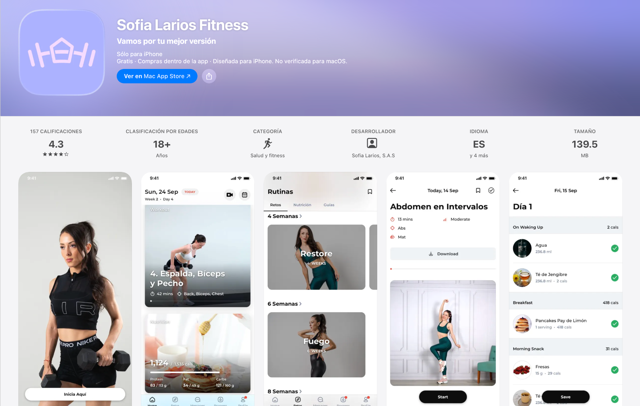 Sitio de para descargar la app oficial de Sofia Larios
