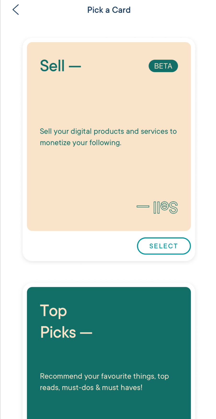 Sell Card in Milkshake