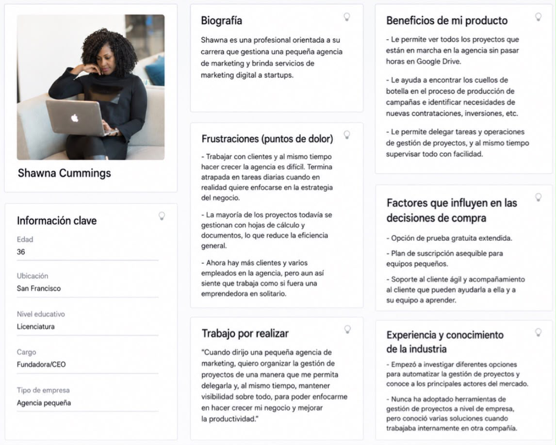 Ejemplo de una ficha de un buyer persona