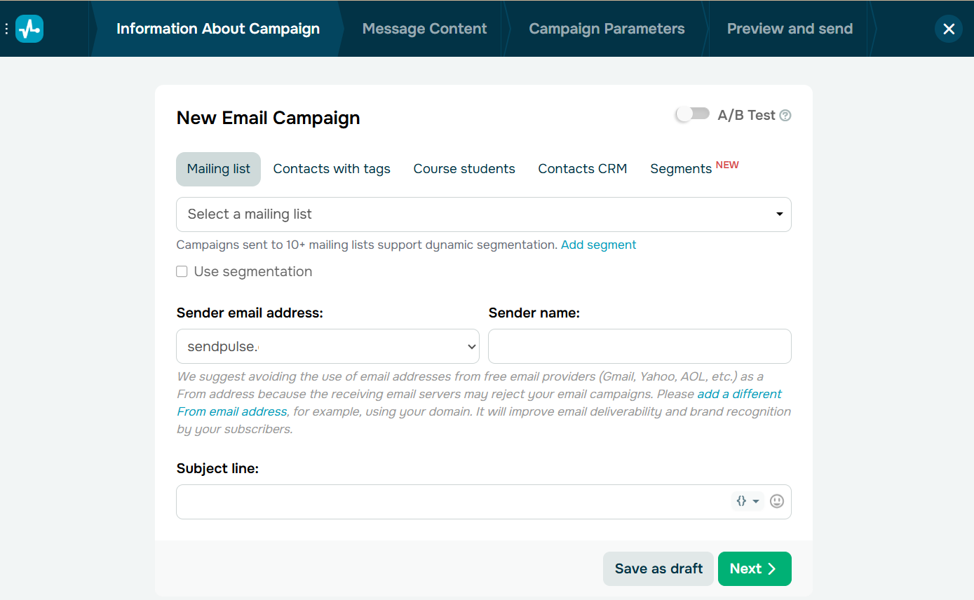 Email A/B testing