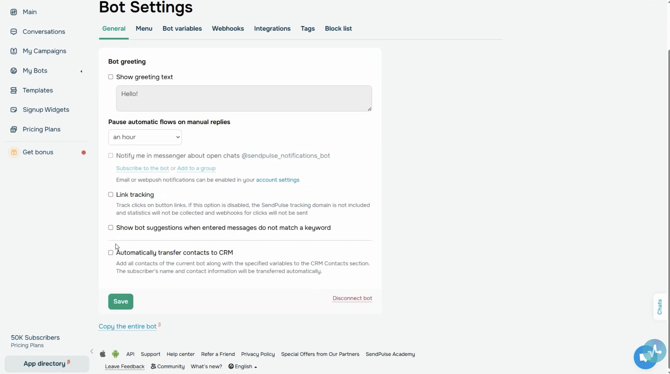 Bot Settings > General