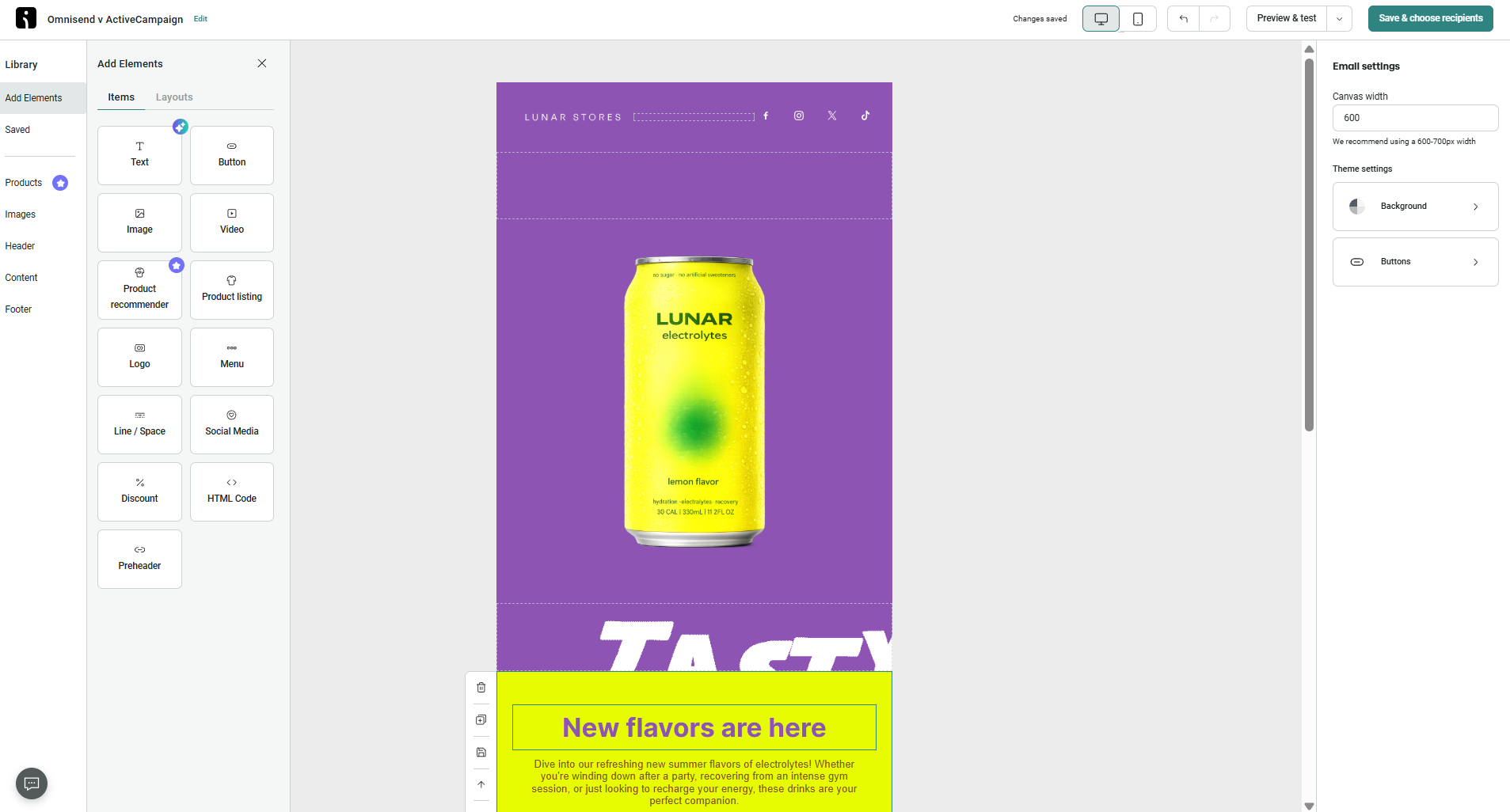 Omnisend email builder 