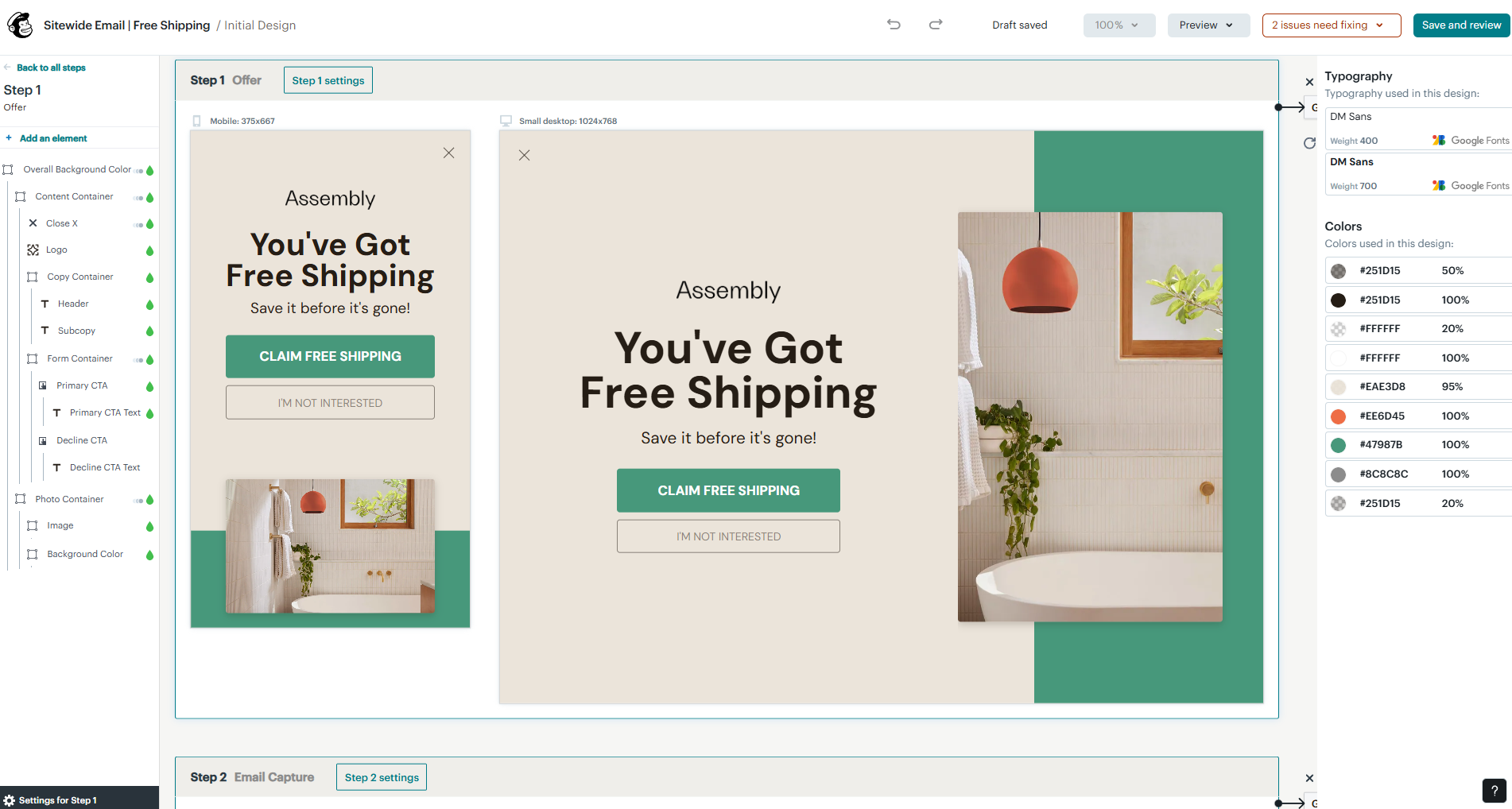 Mailchimp multi-step builder 