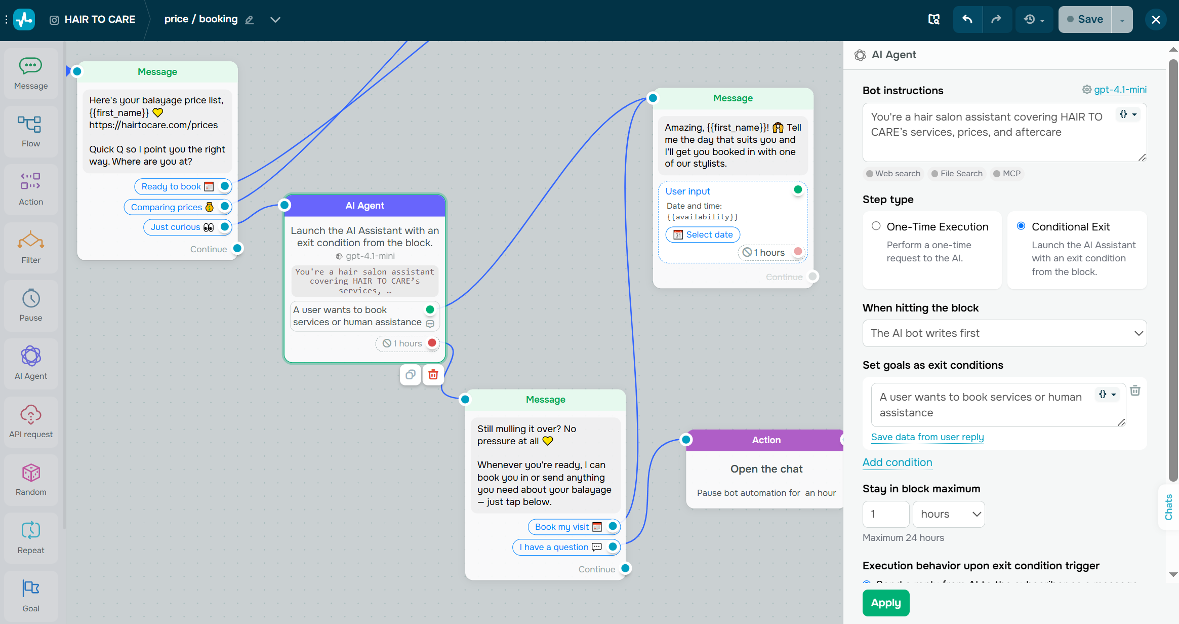 AI agent engages with leads, routes them onward, and re-engages