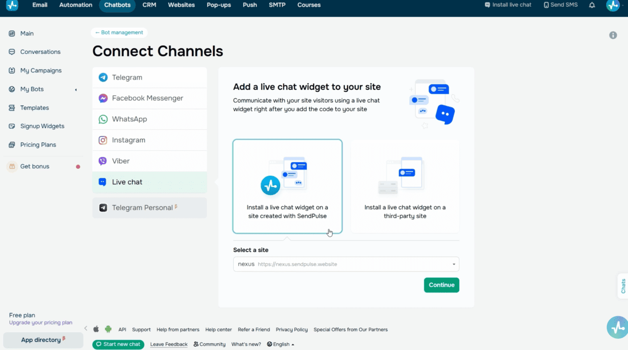Live chat setup 