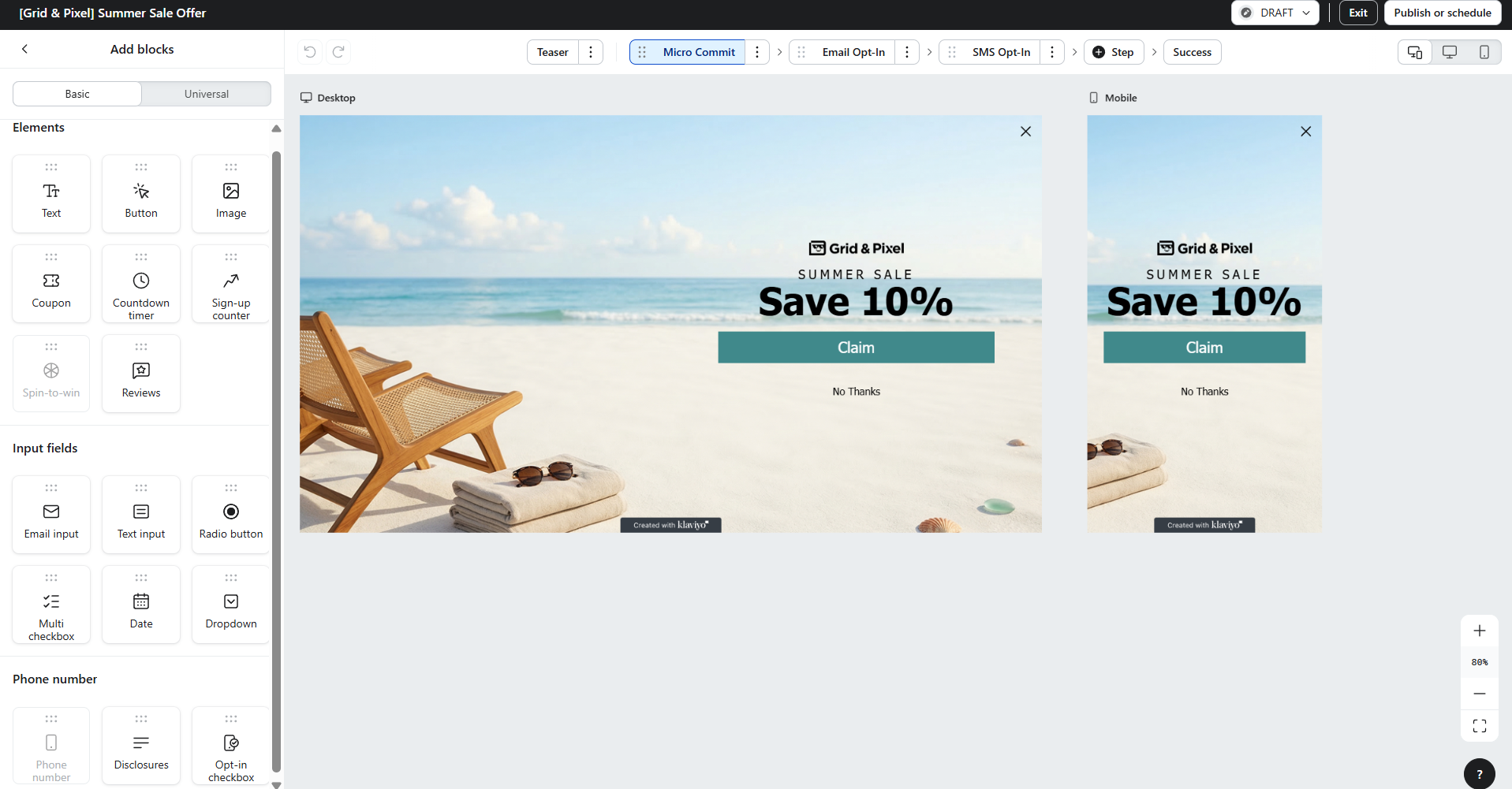 signup form to test Klaviyo’s builder