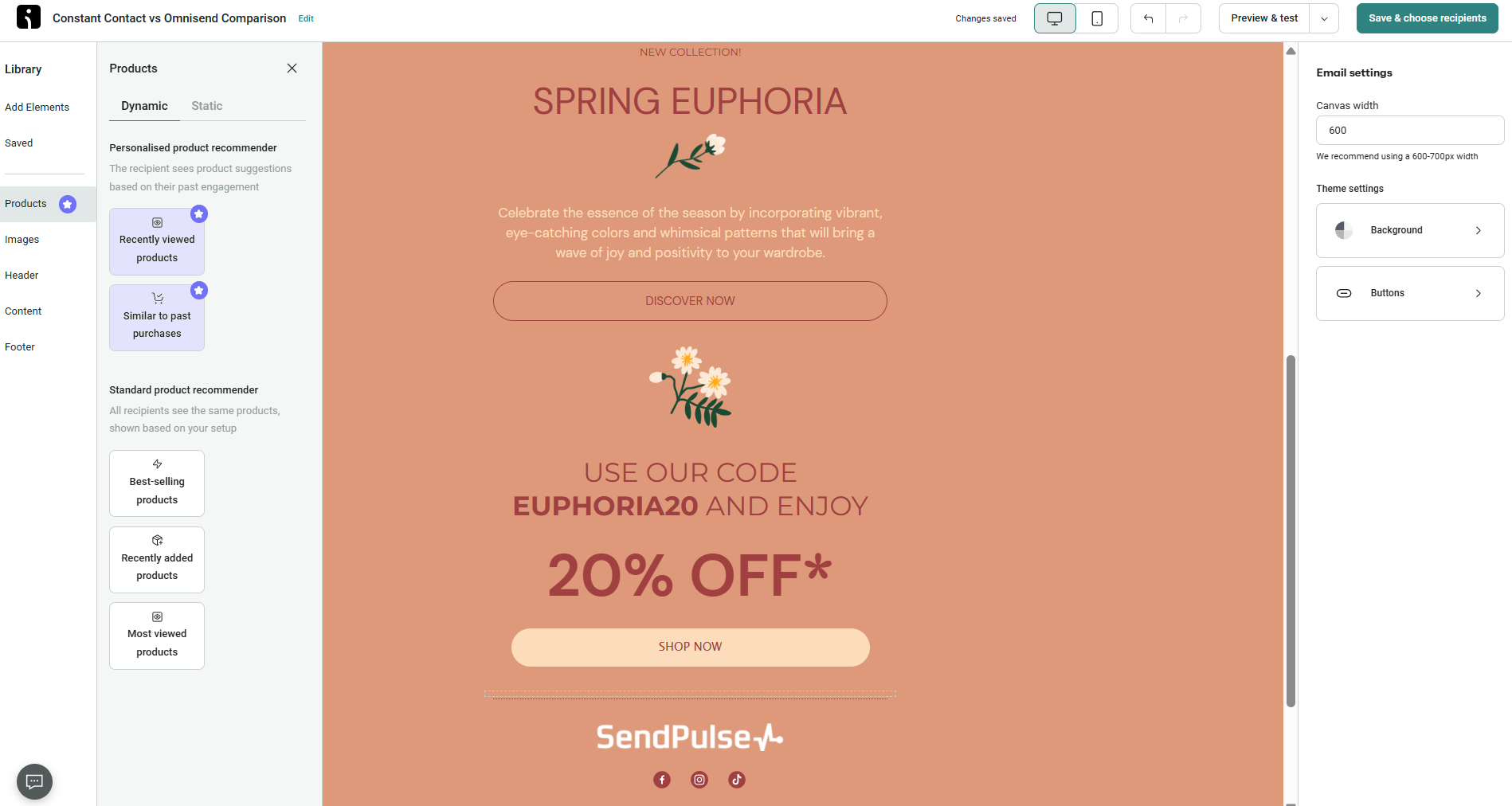 AI-generated email in Omnisend
