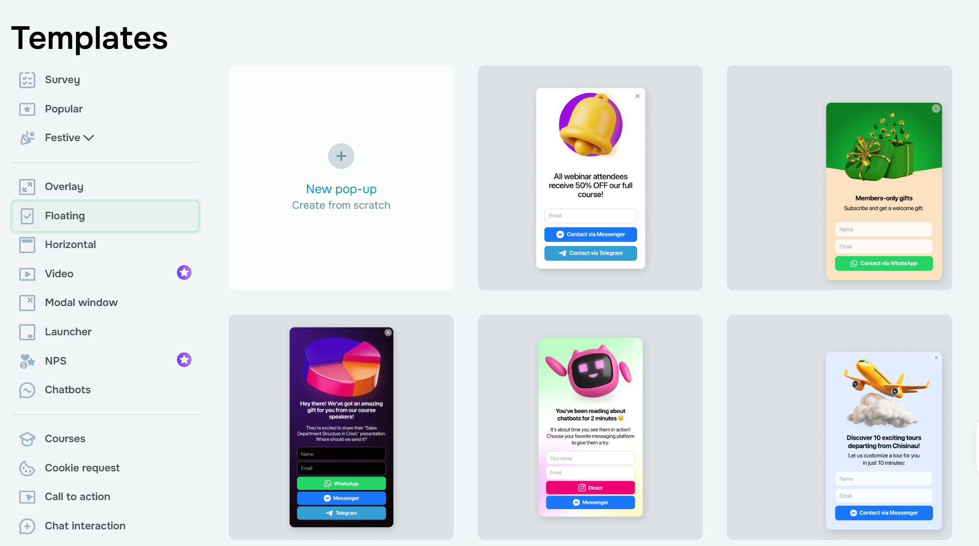 ready-made pop-up template 