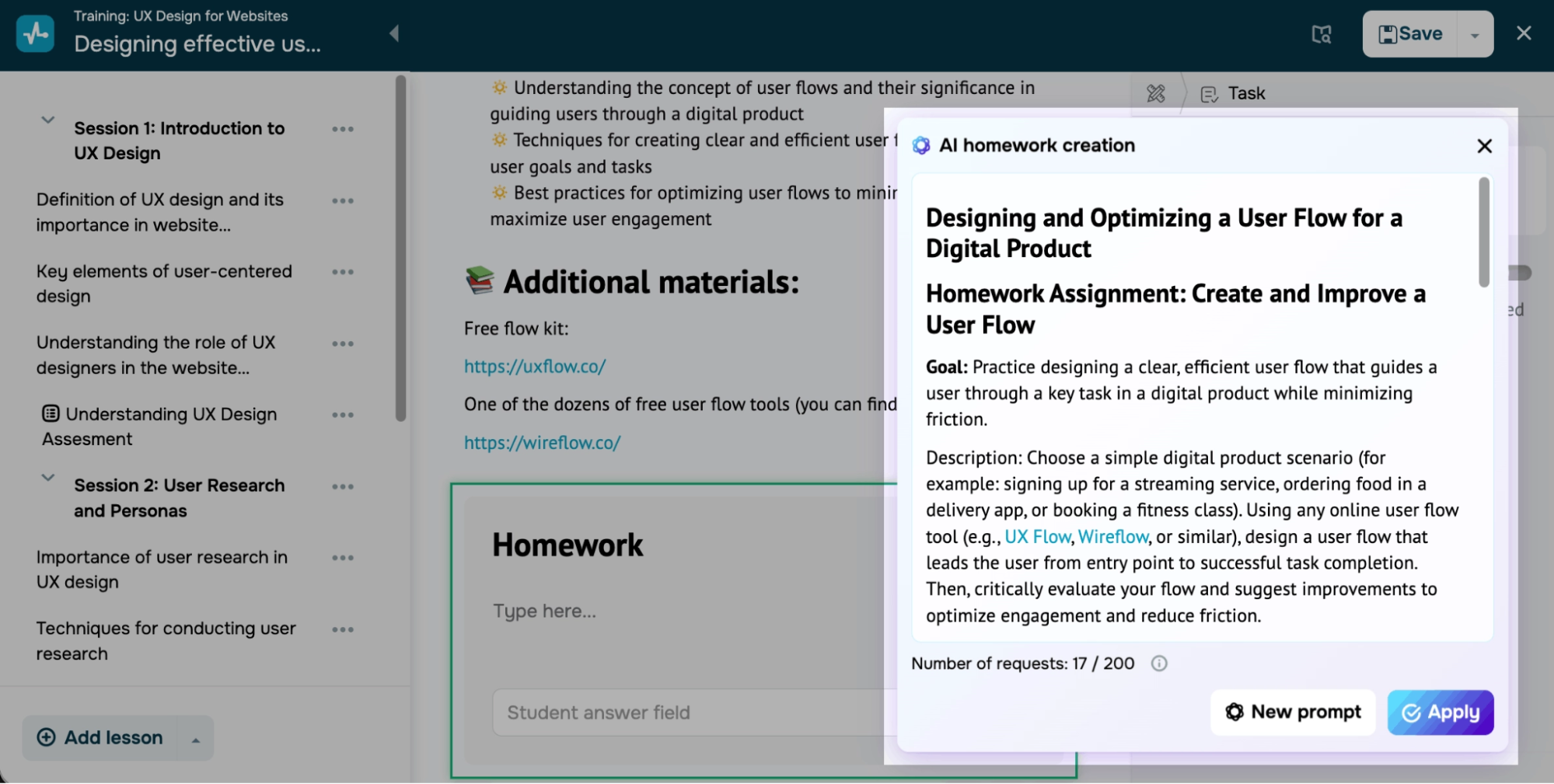 AI course assistant to create an assignment
