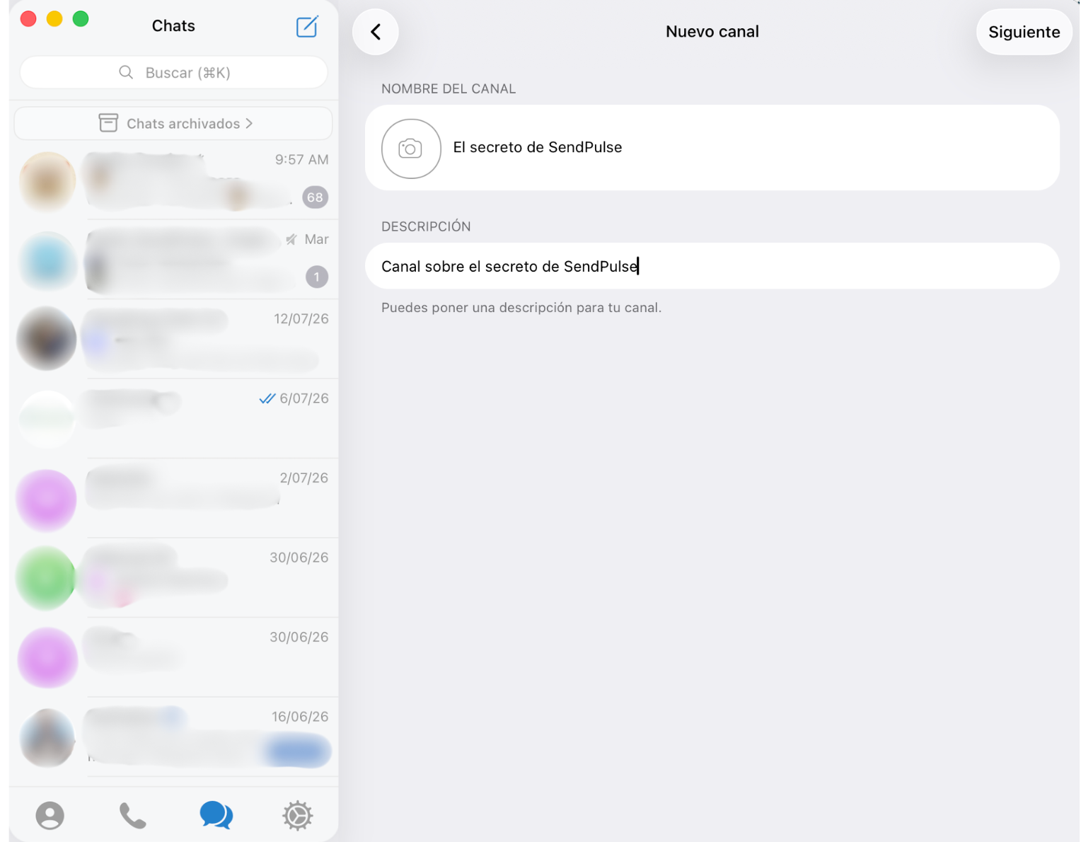 Añadiendo el nombre y descripción del canal en Telegram