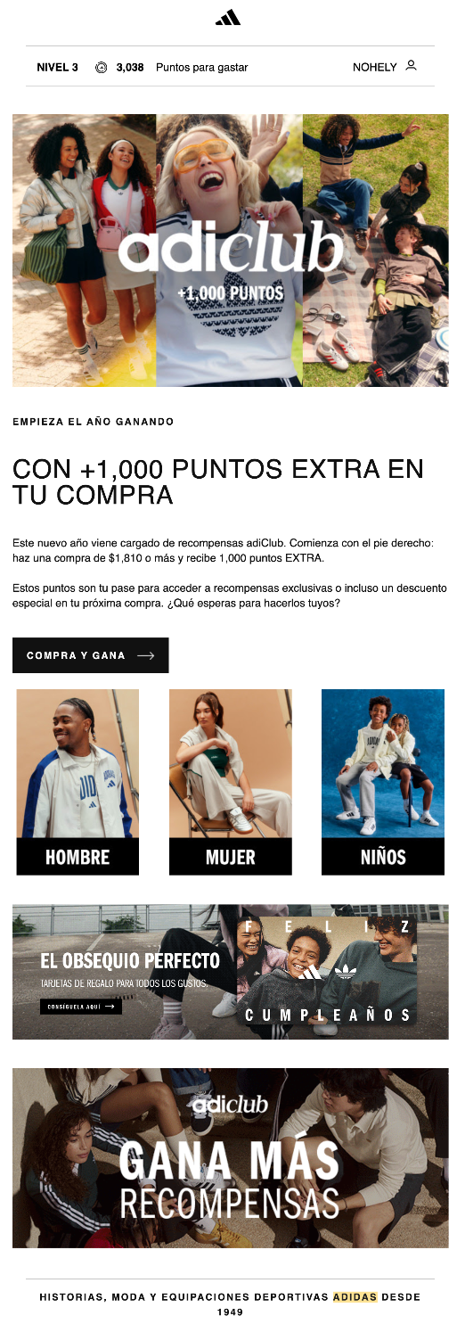 Ejemplo de una campaña de reactivación de Adidas
