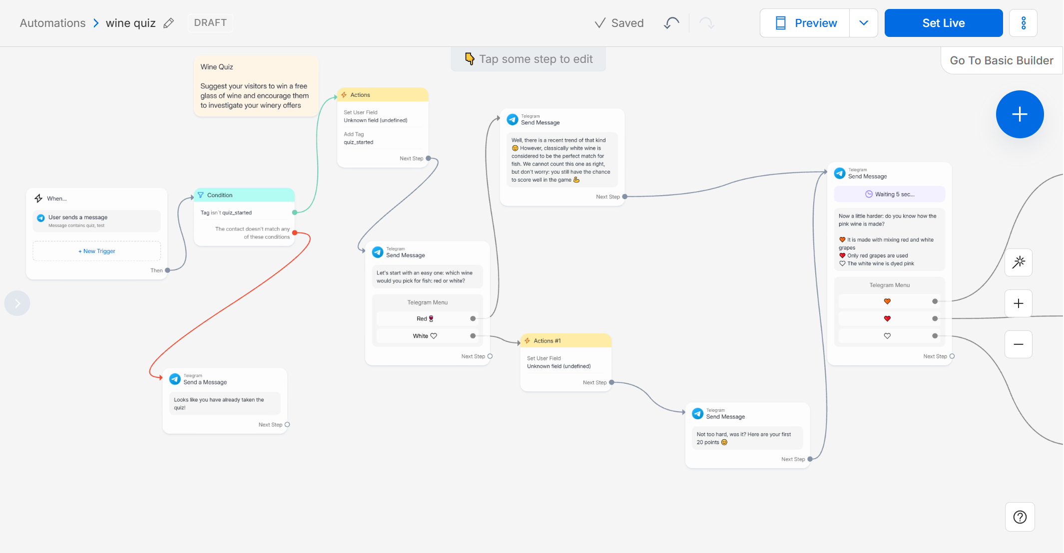 automation we built while testing Manychat's flow builder 