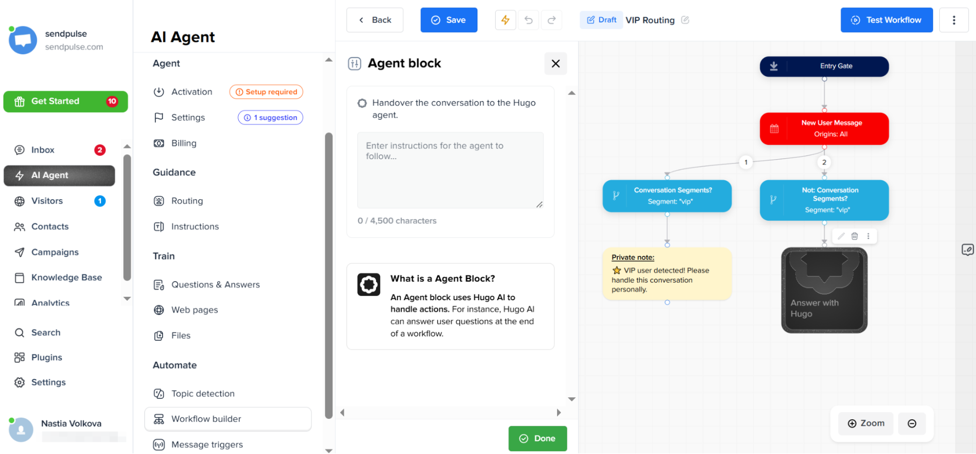 VIP-routing workflow we built in Crisp