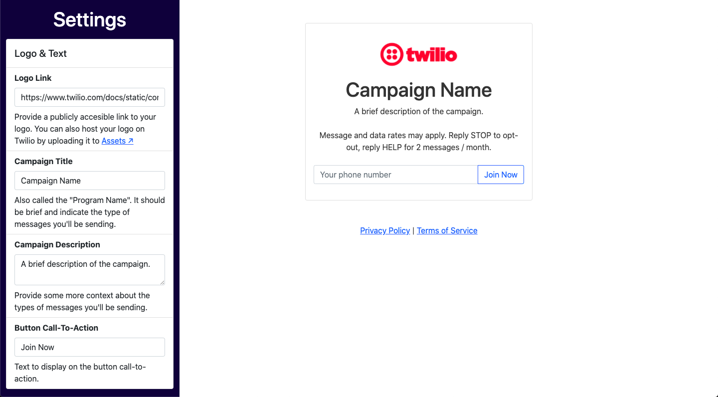 SMS subscriber opt-in form in Twilio