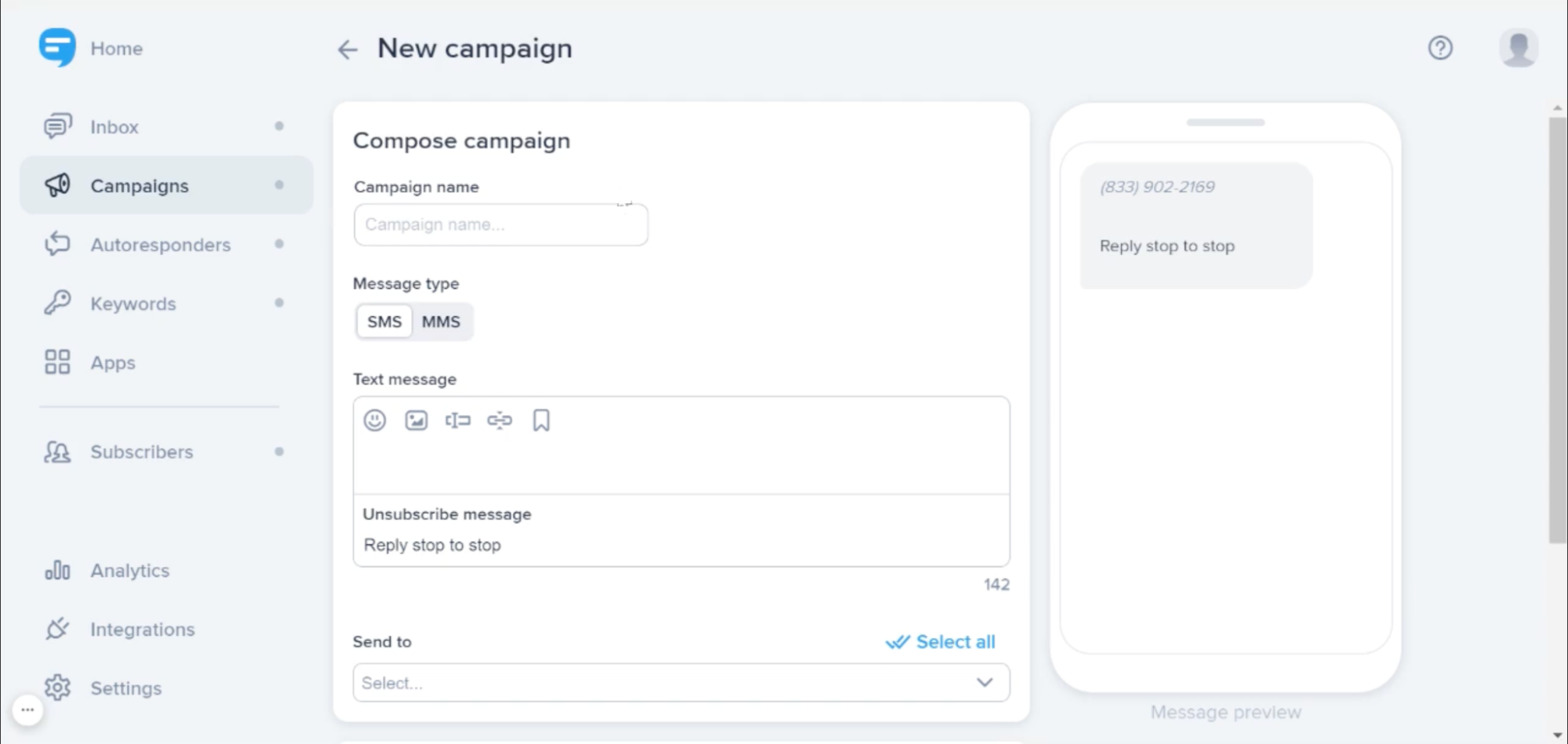 SMS campaign in SimpleTexting