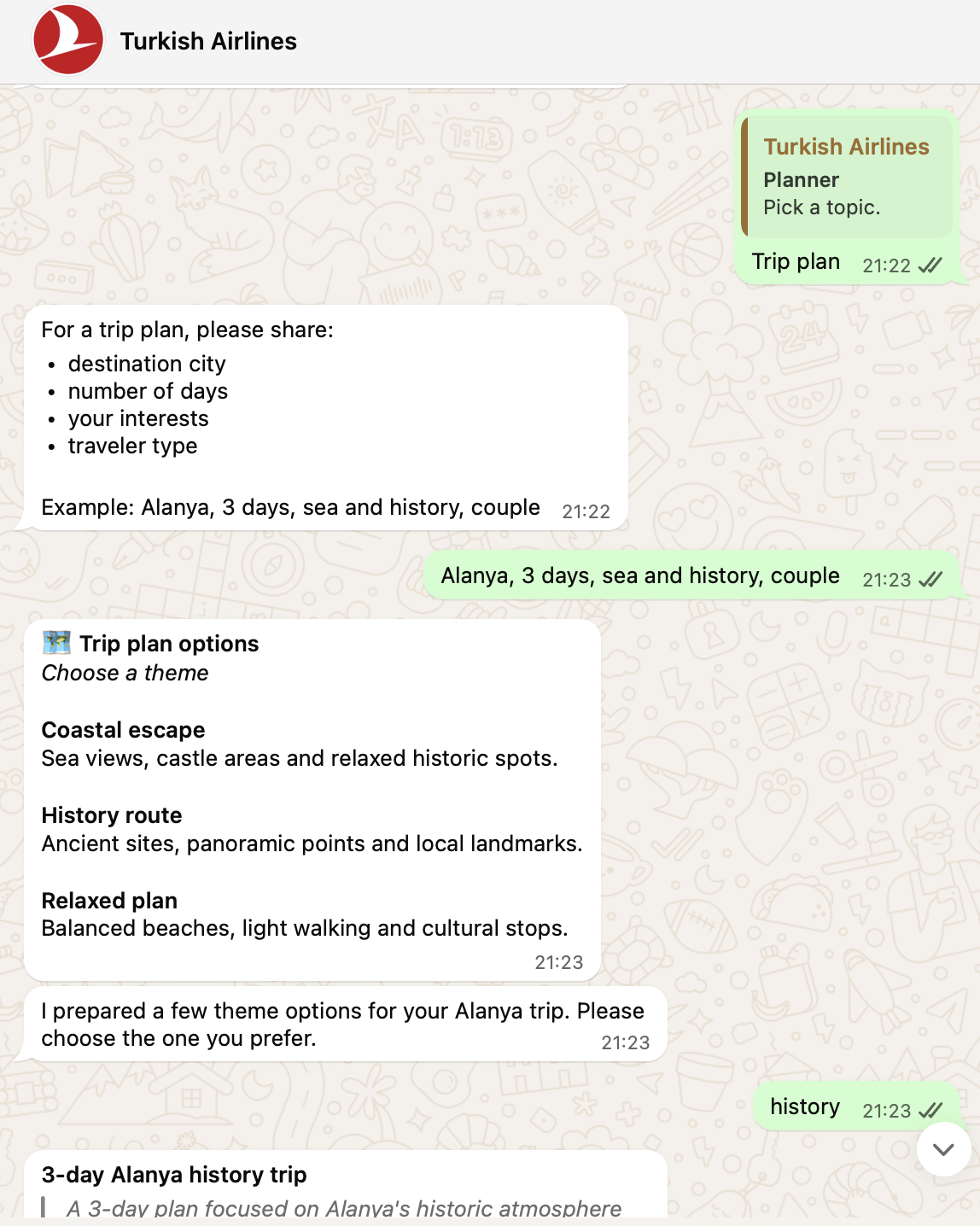 AI WhatsApp chatbot used by Turkish Airlines