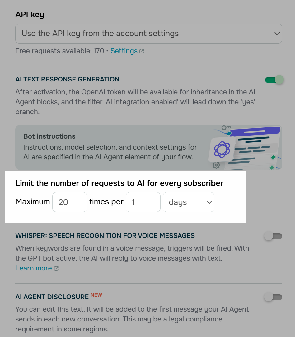 subscriber request to ai limit